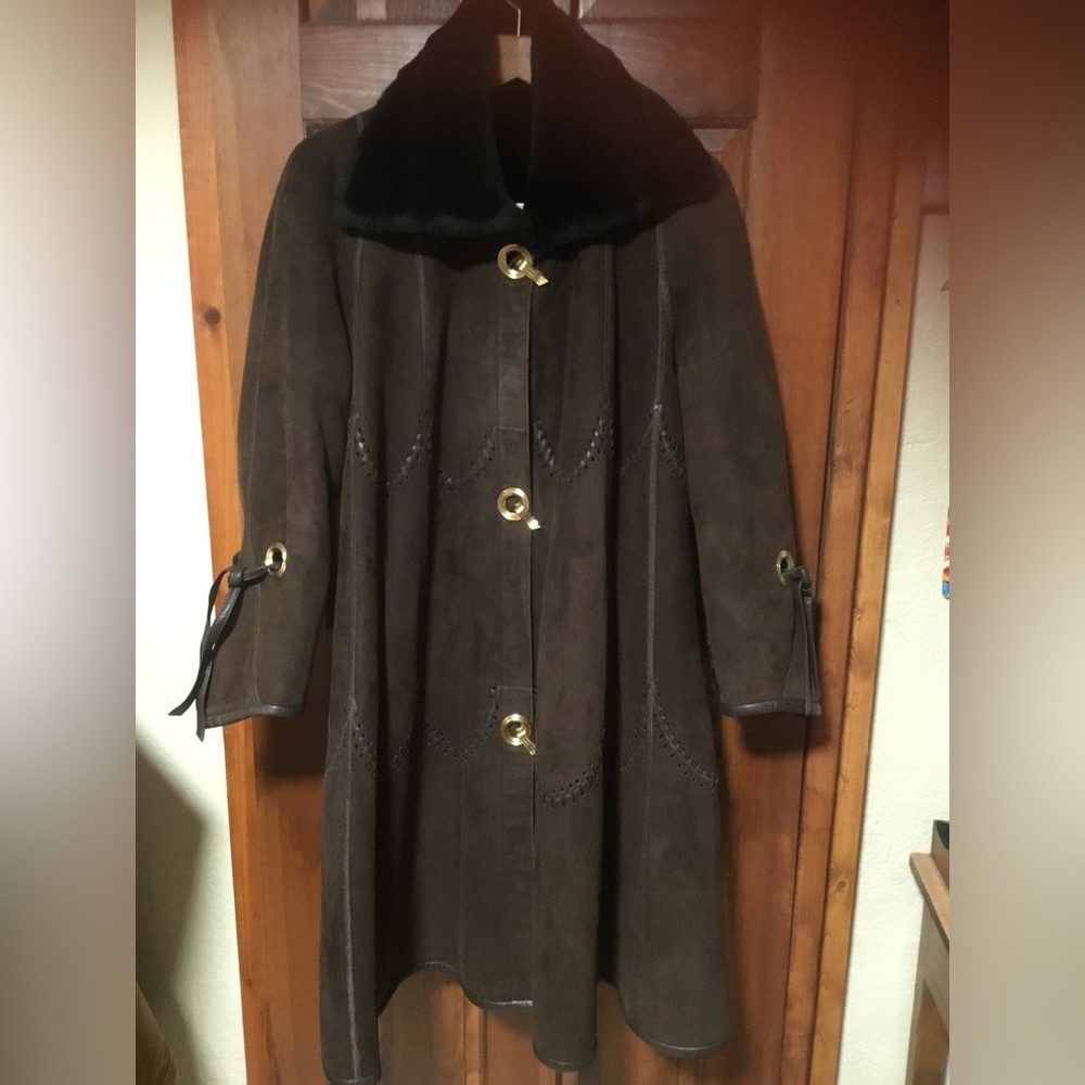Vintage Christian Dior 1980’s Shearling MIDI Coat L/Xl